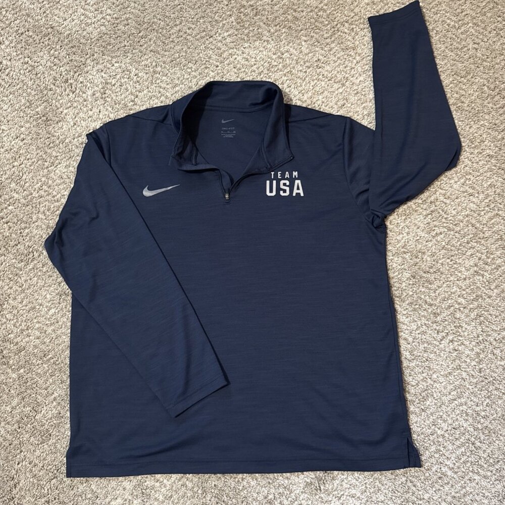 Team USA Nike Dri-Fit Pullover Men's Blue 1/4 Zip Lightweight Swoosh